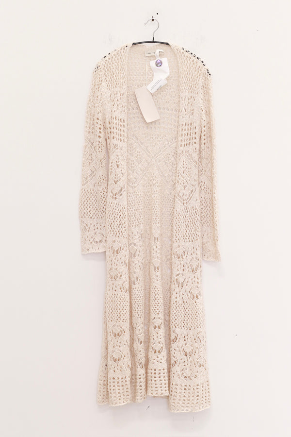 SWAYING 25 Spring/Summer Crochet Hollow Long Cardigan SW-SW25SS1T16C1-BAI White